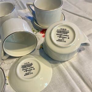 Vintage American Airlines White Porcelain Tea Cup and Saucer Set